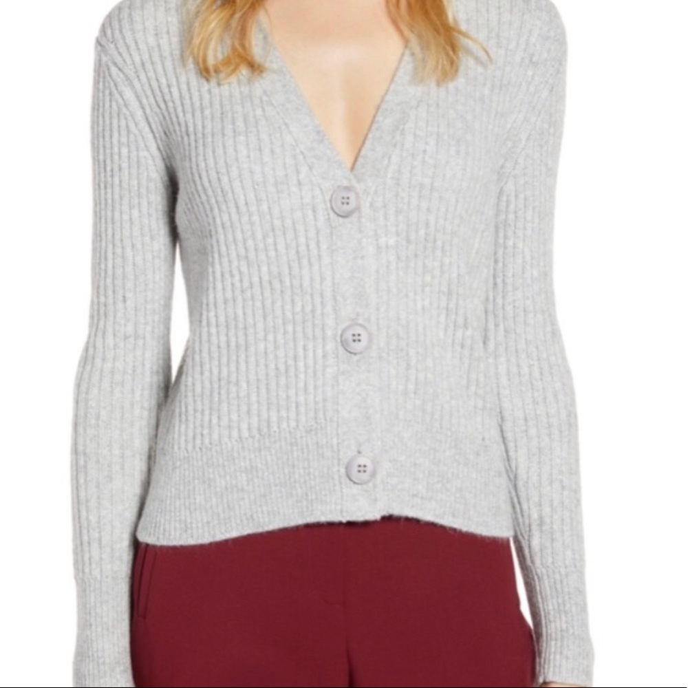 Halogen Ribbed V Neck Cardigan - Picture 2 of 8
